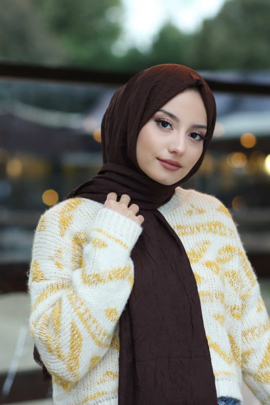 Organic Scarfs Bambu Kraş Şal Modeli – Acı Kahve