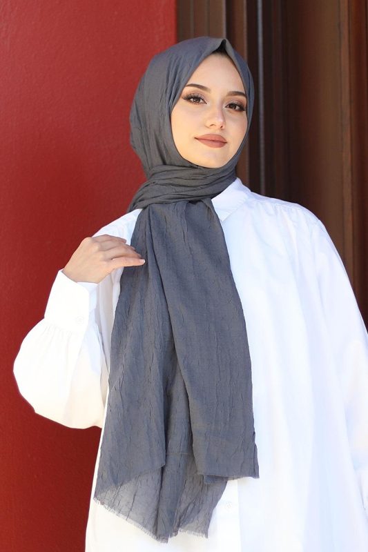 Organic Scarfs Bambu Kraş Şal Modeli – Antrasit