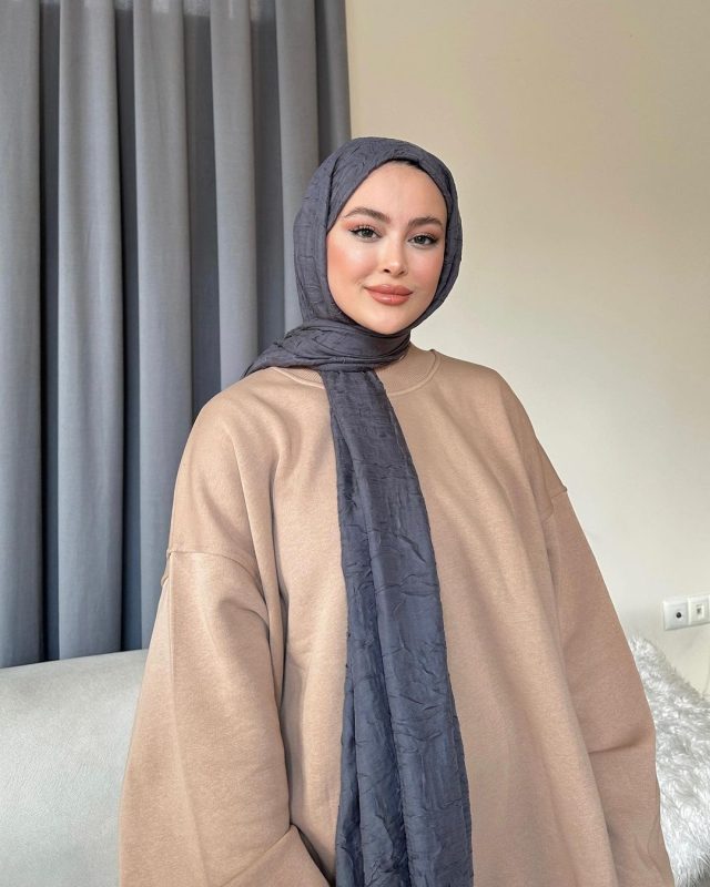 Organic Scarfs Bambu Kraş Şal Modeli – Antrasit