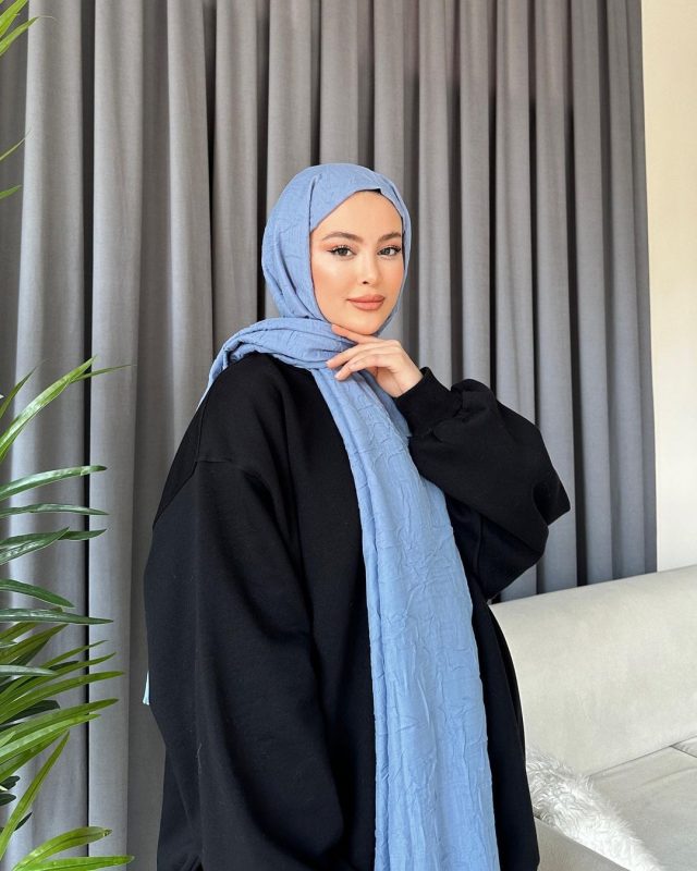Organic Scarfs Bambu Kraş Şal Modeli – Bebe Mavi