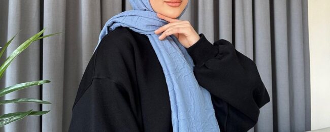 Organic Scarfs Bambu Kraş Şal Modeli - Bebe Mavi - Organic ScarfsOrganic Scarfs