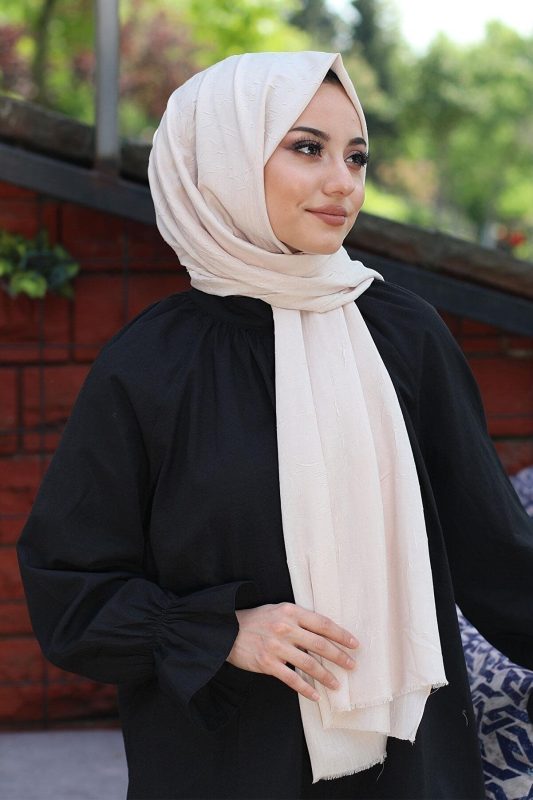 Organic Scarfs Bambu Kraş Şal Modeli – Bej