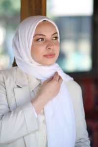 Organic Scarfs Bambu Kraş Şal Modeli - Beyaz