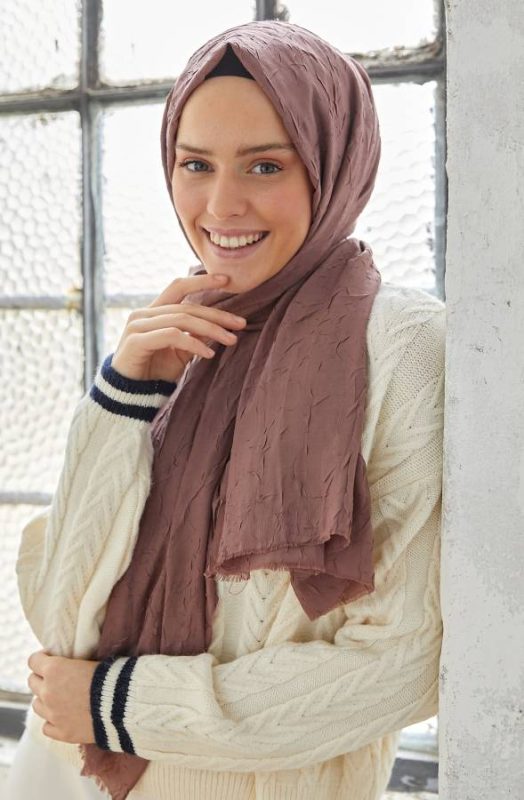 Organic Scarfs Bambu Kraş Şal Modeli – Dut Rengi