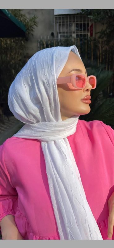 Organic Scarfs Bambu Kraş Şal Modeli – Beyaz