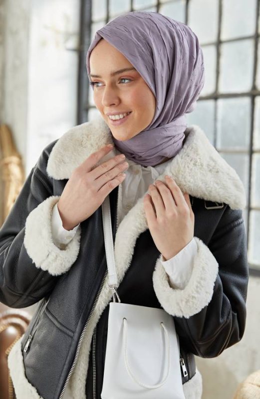 Organic Scarfs Bambu Kraş Şal Modeli – Erguvan