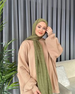 Organic Scarfs Bambu Kraş Şal Modeli - Fıstık