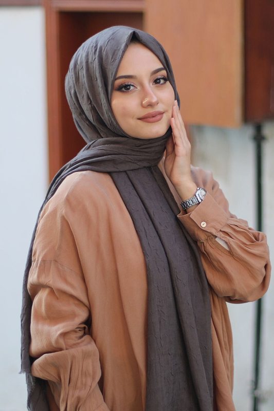 Organic Scarfs Bambu Kraş Şal Modeli – Füme