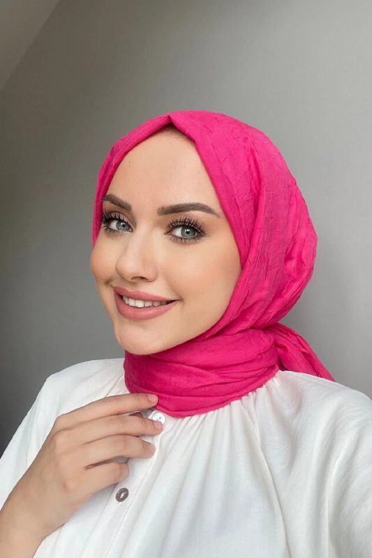 Organic Scarfs Bambu Kraş Şal Modeli – Fuşya