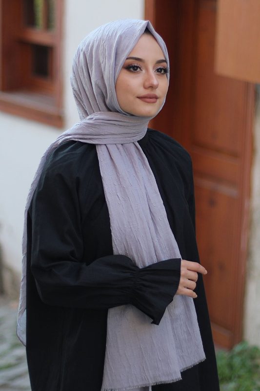 Organic Scarfs Bambu Kraş Şal Modeli – Gri
