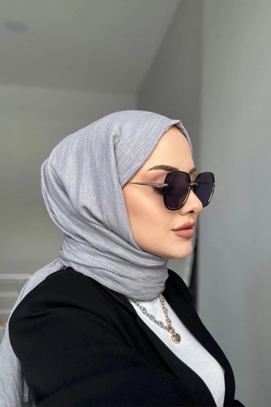 Organic Scarfs Bambu Kraş Şal Modeli – Gri