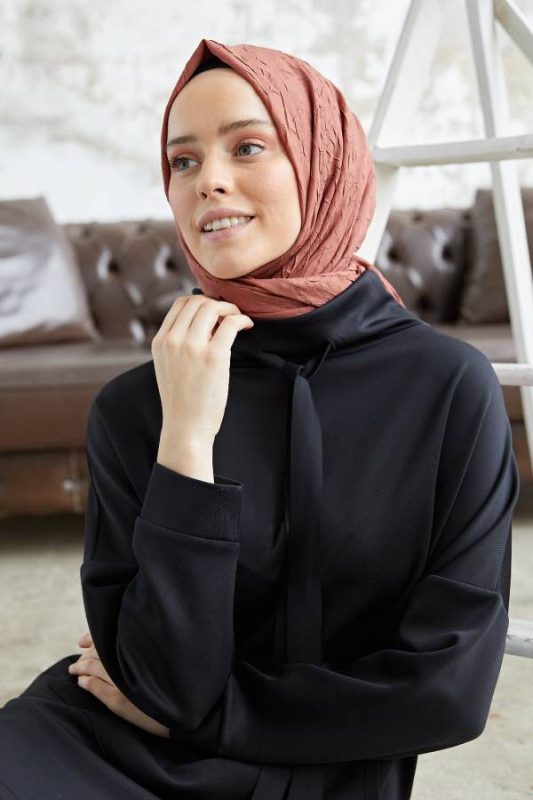Organic Scarfs Bambu Kraş Şal Modeli – Gül Kurusu