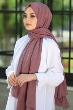 Organic Scarfs Bambu Kraş Şal Modeli - Gül Kurusu - Organic ScarfsOrganic Scarfs