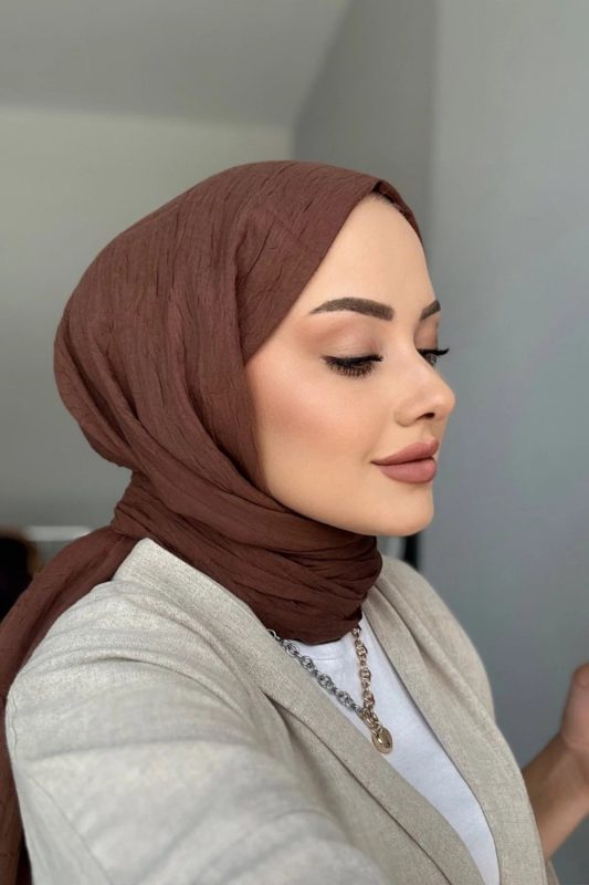 Organic Scarfs Bambu Kraş Şal Modeli – Kahve