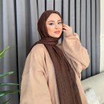 Organic Scarfs Bambu Kraş Şal Modeli - Kahverengi