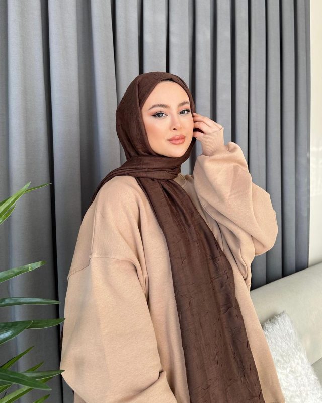 Organic Scarfs Bambu Kraş Şal Modeli – Kahverengi