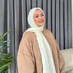 Organic Scarfs Bambu Kraş Şal Modeli - Kırık Beyaz