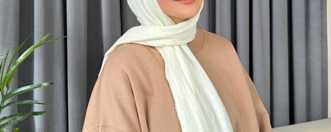 Organic Scarfs Bambu Kraş Şal Modeli - Kırık Beyaz - Organic ScarfsOrganic Scarfs