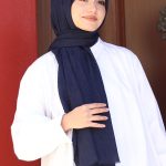 Organic Scarfs Bambu Kraş Şal Modeli - Lacivert
