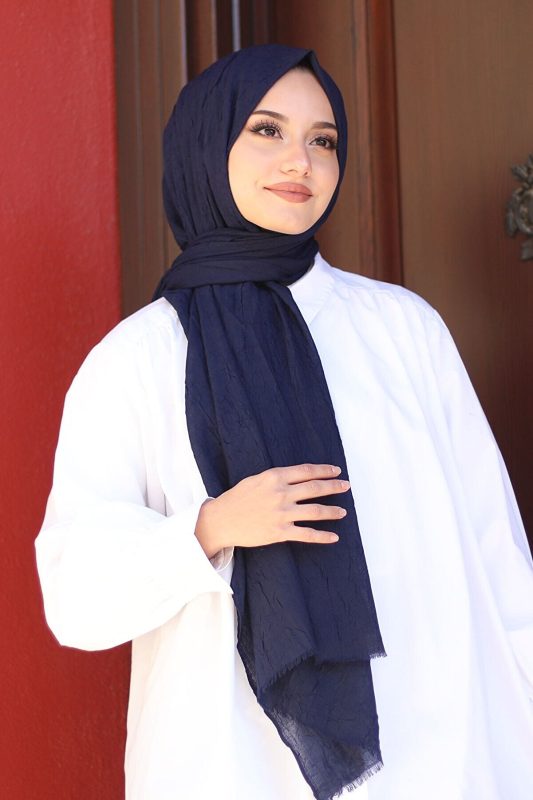 Organic Scarfs Bambu Kraş Şal Modeli – Lacivert