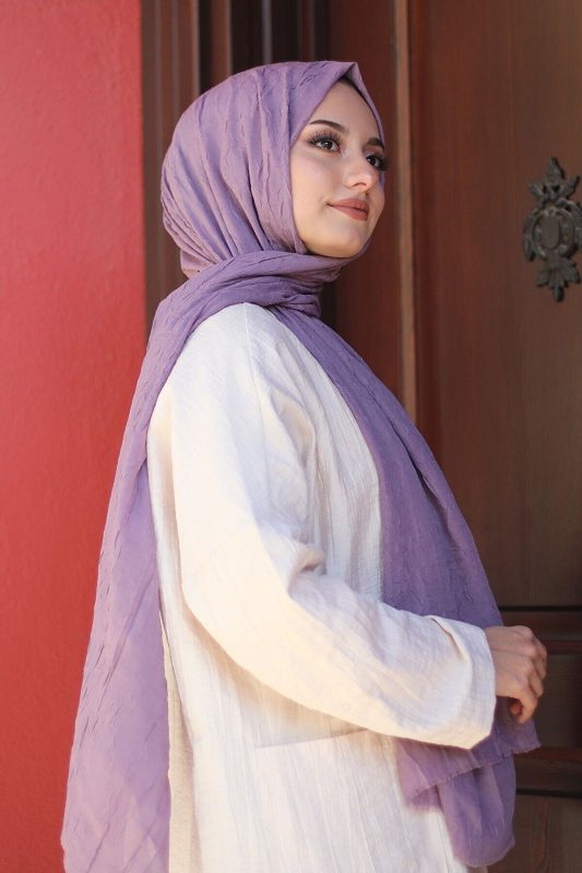 Organic Scarfs Bambu Kraş Şal Modeli – Eflatun