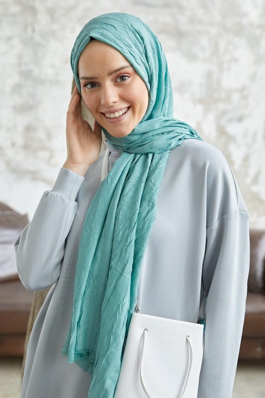 Organic Scarfs Bambu Kraş Şal Modeli – Mint