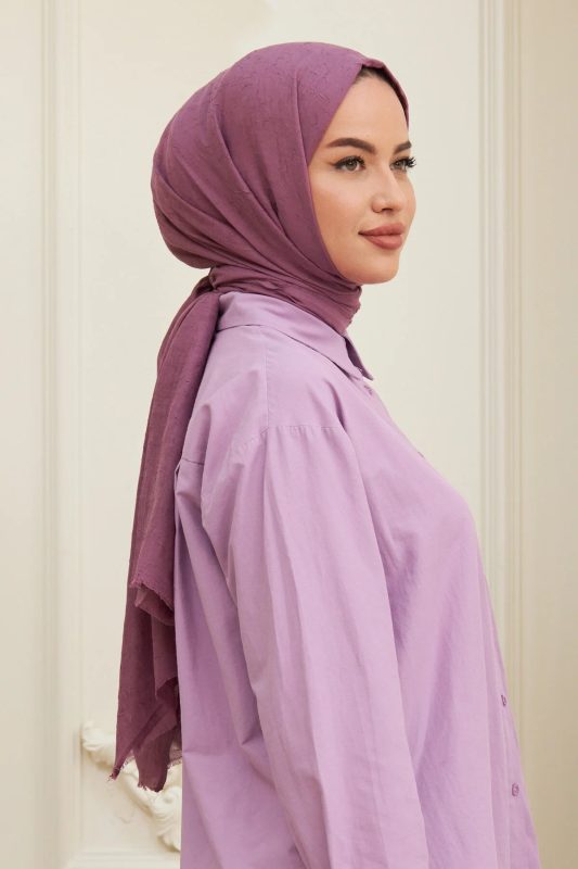 Organic Scarfs Bambu Kraş Şal Modeli – Mürdüm