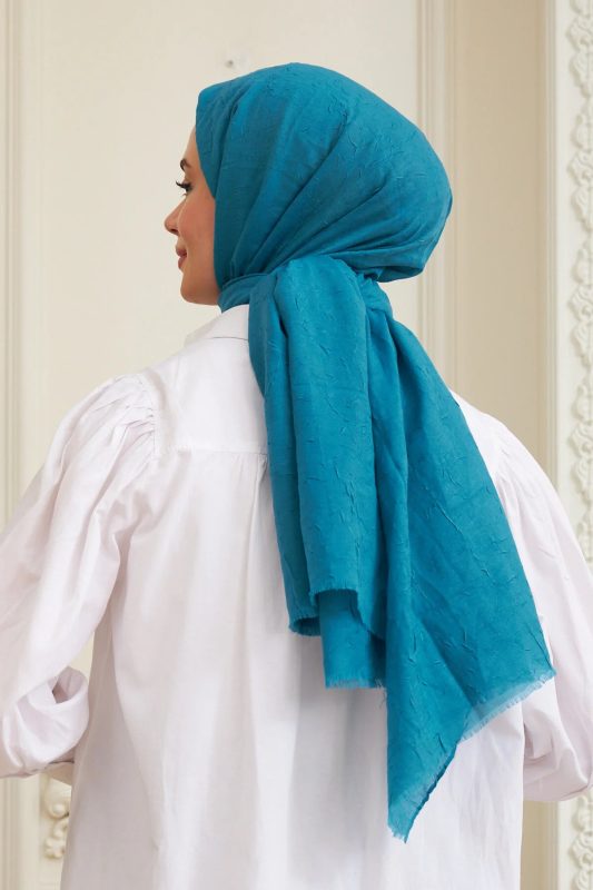 Organic Scarfs Bambu Kraş Şal Modeli – Petrol