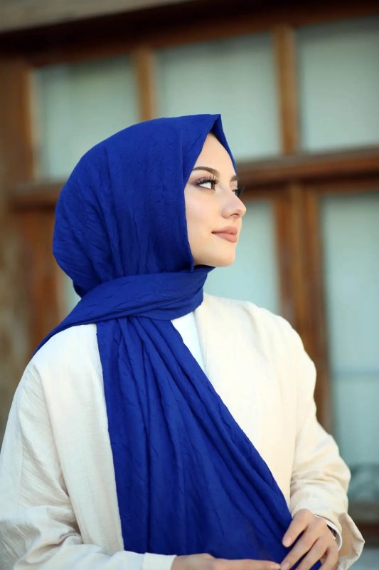 Organic Scarfs Bambu Kraş Şal Modeli – Saks