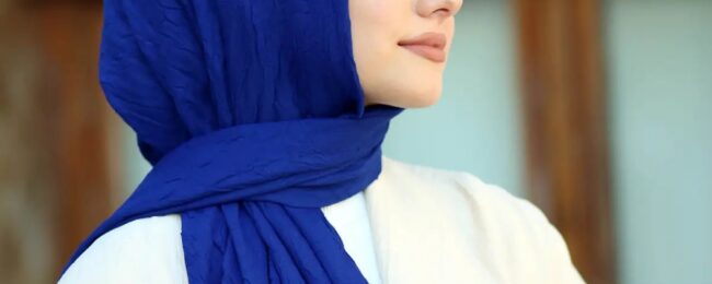 Organic Scarfs Bambu Kraş Şal Modeli - Saks - Organic ScarfsOrganic Scarfs