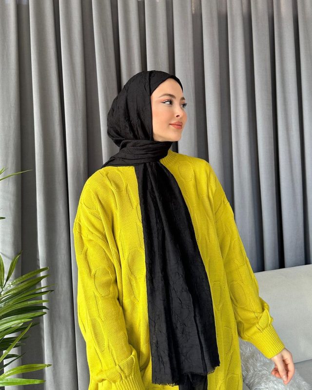 Organic Scarfs Bambu Kraş Şal Modeli – Siyah