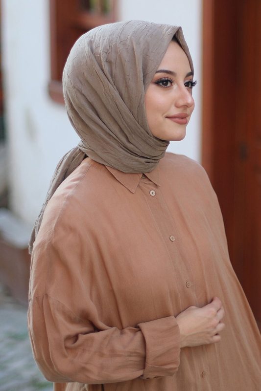 Organic Scarfs Bambu Kraş Şal Modeli – Vizon