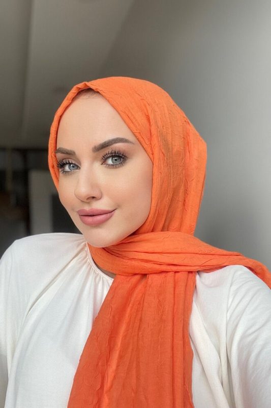 Organic Scarfs Bambu Kraş Şal Modeli – Turuncu