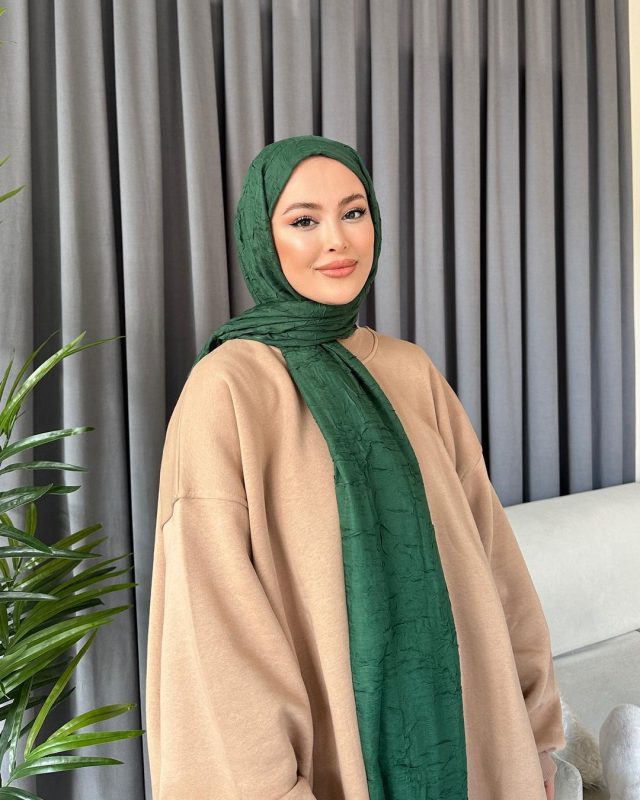 Organic Scarfs Bambu Kraş Şal Modeli – Zümrüt
