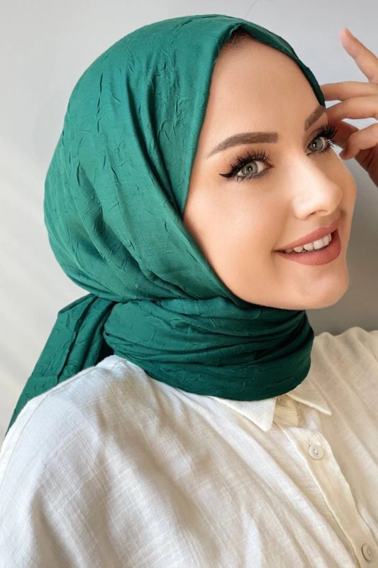 Organic Scarfs Bambu Kraş Şal Modeli – Zümrüt