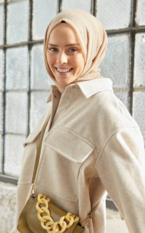 Organic Scarfs Bürümcük Şal Modeli – Bej