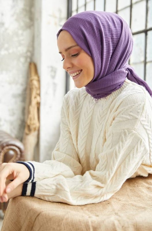 Organic Scarfs Bürümcük Şal Modeli – Eflatun