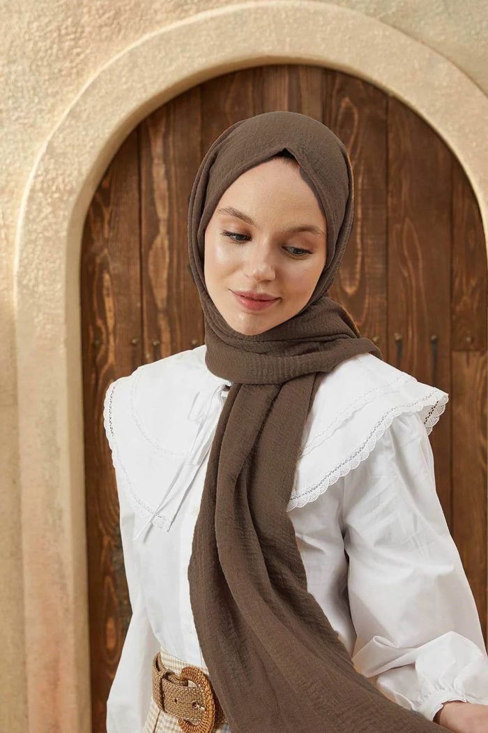 Organic Scarfs Bürümcük Şal Modeli - Kahverengi - Organic ScarfsOrganic Scarfs