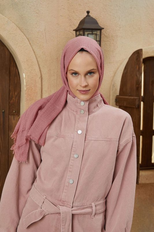Organic Scarfs Bürümcük Şal Modeli – Koyu Gül Kurusu