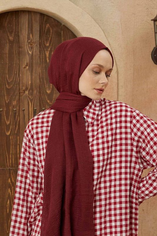 Organic Scarfs Bürümcük Şal Modeli – Koyu Kızıl