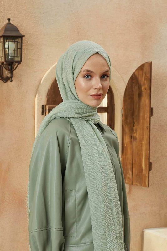 Organic Scarfs Bürümcük Şal Modeli – Soft Yeşili