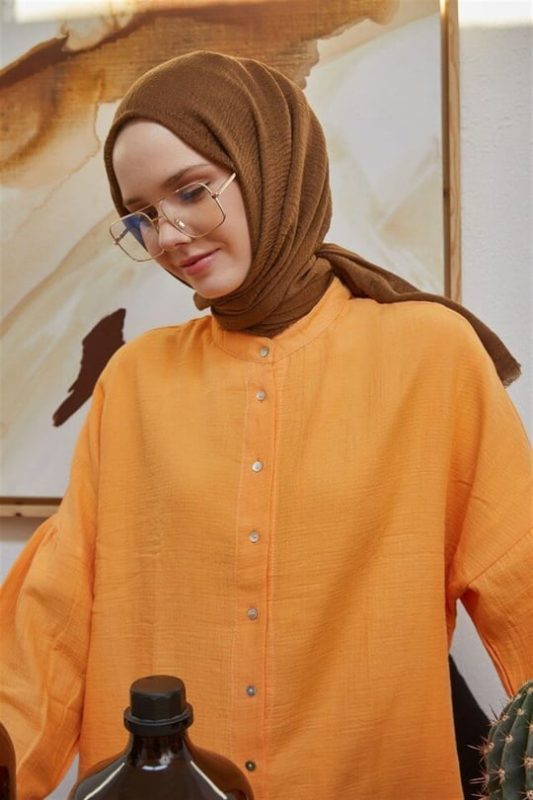 Organic Scarfs Bürümcük Şal Modeli – Yanık Kahve