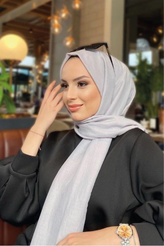 Organic Scarfs Pamuk Kraş Cazz Şal Modeli – Açık Gri