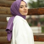 Organic Scarfs Pamuk Kraş Cazz Şal Modeli - Eflatun