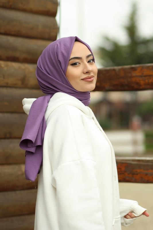 Organic Scarfs Pamuk Kraş Cazz Şal Modeli – Eflatun