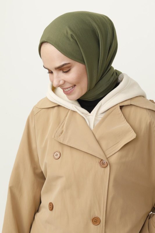 Organic Scarfs Pamuk Kraş Cazz Şal Modeli – Haki