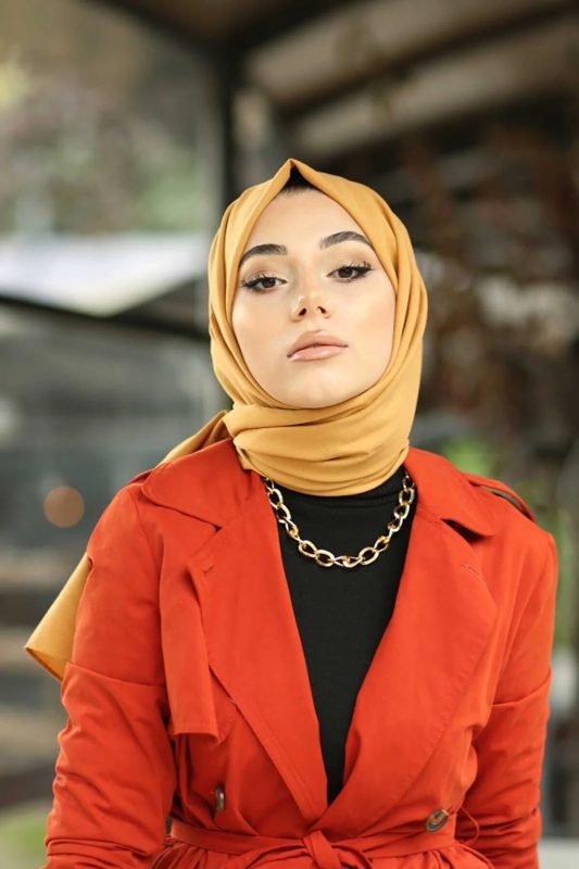 Organic Scarfs Pamuk Kraş Cazz Şal Modeli – Hardal