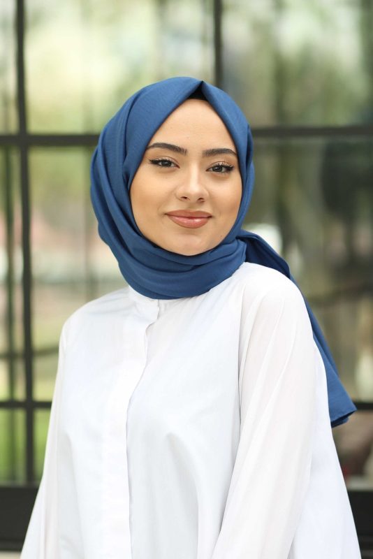 Organic Scarfs Pamuk Kraş Cazz Şal Modeli – İndigo