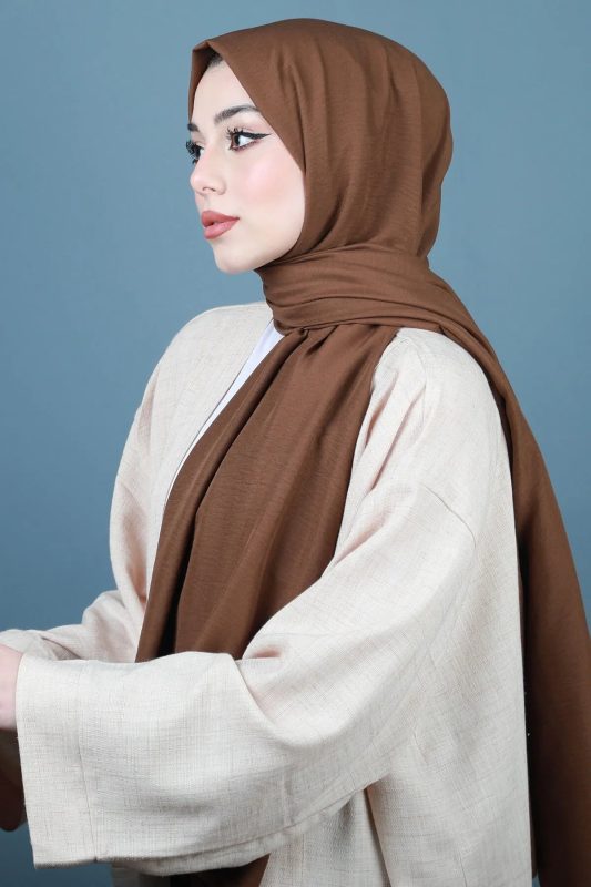 Organic Scarfs Pamuk Kraş Cazz Şal Modeli – Kahve