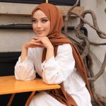 Organic Scarfs Pamuk Kraş Cazz Şal Modeli - Kızıl Kahve